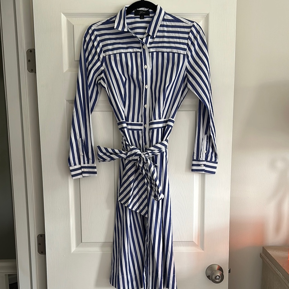 J. Crew striped tie waist dress